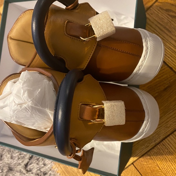 SOLD !! Bourbon brown and white leather sneakers - Picture 7 of 10